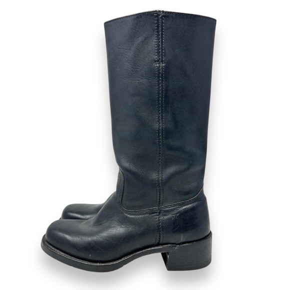 FRYE Campus Leather Stacked Heel Riding Boots Black 9.5 Women’s - Picture 4 of 13